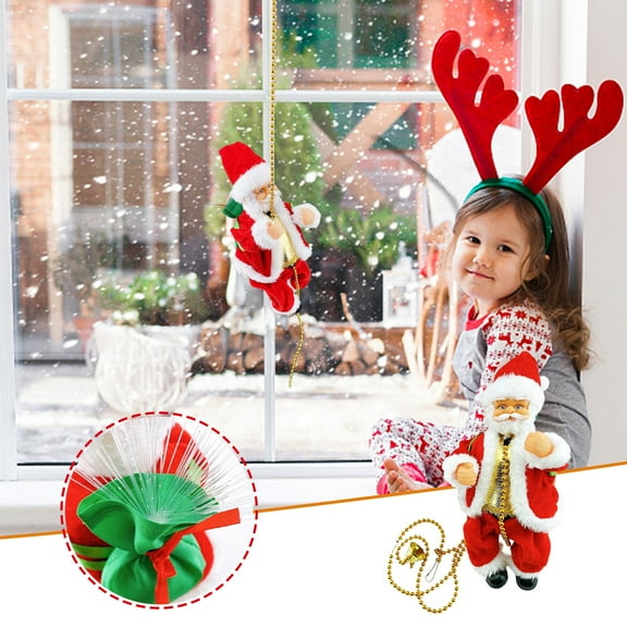 CREATITOY Climbing Santa Claus Toy with Music, Battery Operated Christmas Decorations for Home, Tree, and Holiday Parties