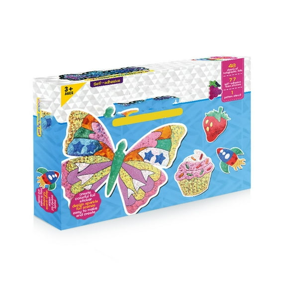 CREATITOY DIY Aluminum Foil Art Kit for Kids - Creative Craft with Butterflies, Strawberries, Fish & Cake Designs | Safe Paper Material | Multicolor Handmade Activity