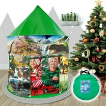 CREATITOY Dinosaur Kids Play Tent Toy for Boys & Girls 1-6 Years Old, Indoor/Outdoor Instant Setup Playhouse with 2 Educational Puzzles, Portable Children's Toy Castle for Backyard