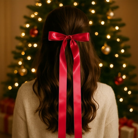 CREATITOY Duck Bill Clip with Long Ribbon Bow Hair Clip, Festive Hair Accessory, Perfect for Holiday Wear, Party Outfit and Daily Use
