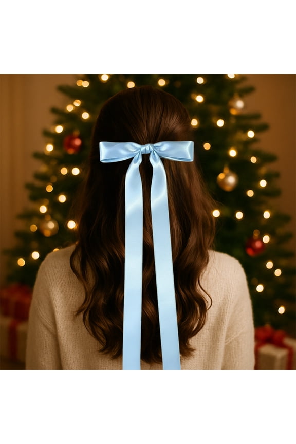 Duck Bill Clip with Long Ribbon Bow Hair Clip, Festive Hair Accessory, Perfect for Holiday Wear, Party Outfit and Daily Use