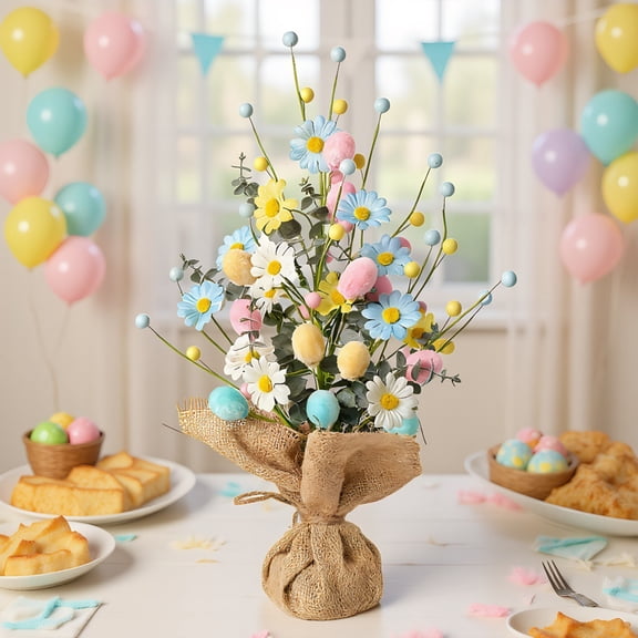 CREATITOY Easter Egg Tree Potted Holiday Decor Prop for Home Party Decoration