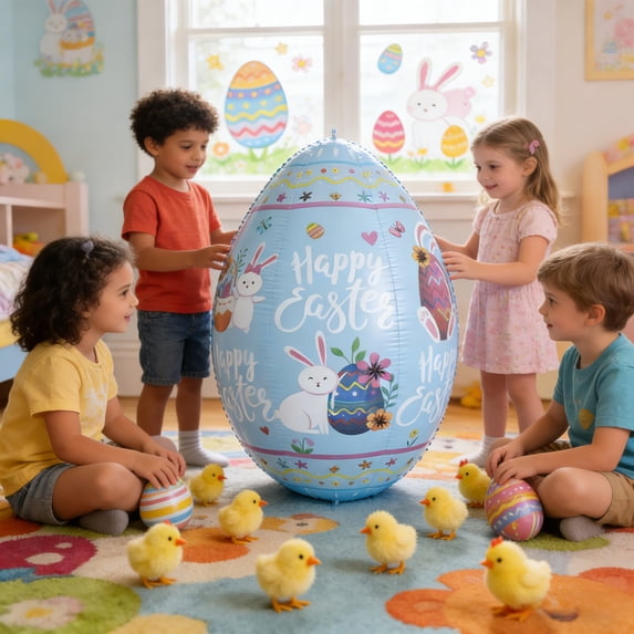 CREATITOY Easter Inflatable PVC Egg Outdoor Yard Garden Decor Blow-Up Egg Toy for Holiday Party