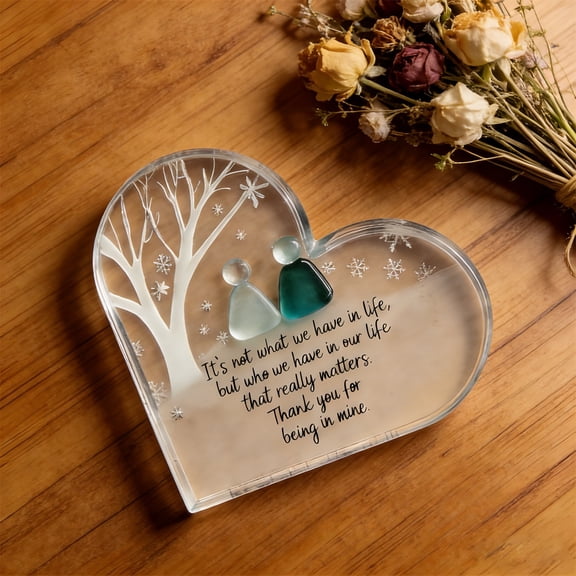 CREATITOY Heart Sea Glass Friendship Ornament Handmade Beach Glass Decor Gift for Friends