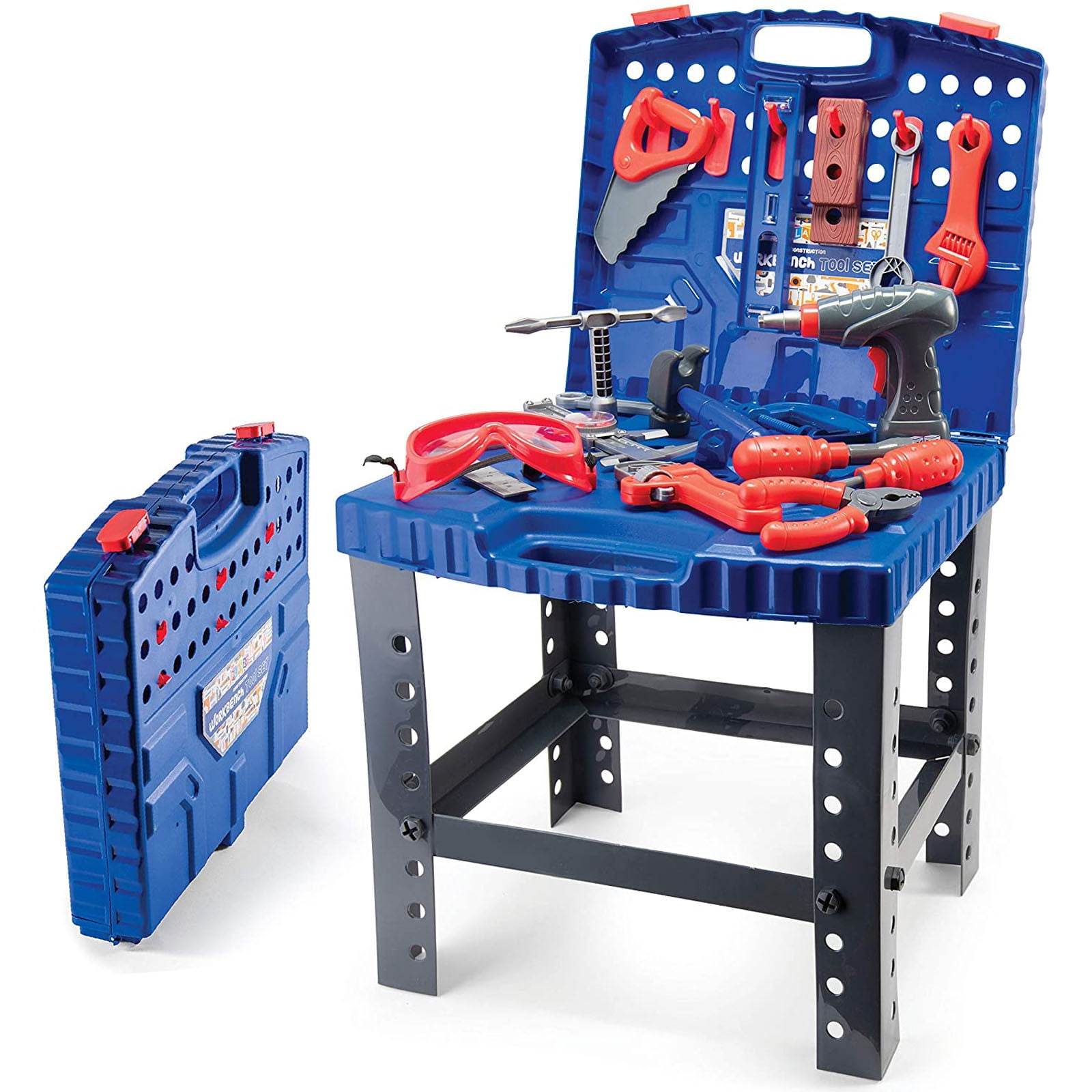 CREATITOY Kids Pretend Play Tool Workshop Building Set with Electric ...