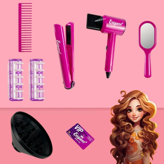 CREATITOY Simulated Hair Cutting Set for Kids, Pretend Play Hairdresser Salon Toy with Styling Tools - Educational Gift for Boys & Girls (Purple)