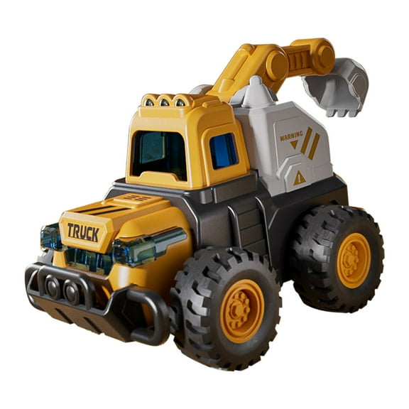 CREATITOY Sturdy Yellow Plastic Inertia-Powered Excavator Toy for Kids 4+, No Battery Needed, Realistic Engineering Vehicle Gift for Boys & Girls