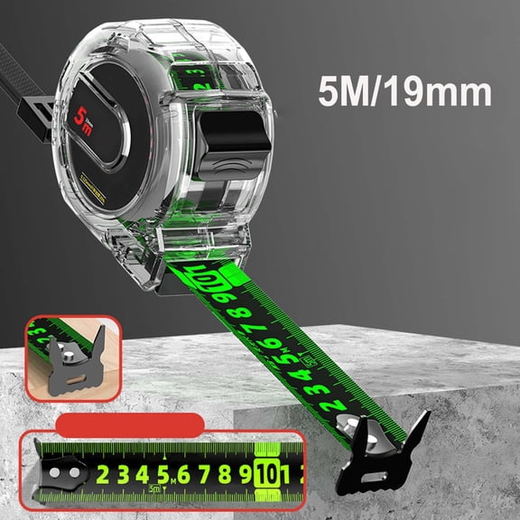 CREATITOY Transparent Fluorescent Blade Steel Tape Measure Non-Reflective Thickened Ultra Wear-Resistant 16.4Ft/24.6Ft/32.8Ft Class 1 Accuracy for Home Improvement Construction DIY