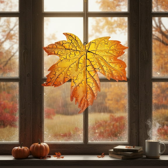 CREATITOY Wrought Iron Wall-Mounted Maple Leaf Decor - Rustic Metal Hanging Ornament for Home Wall Accents, Fall Decor & Christmas Festive Setup