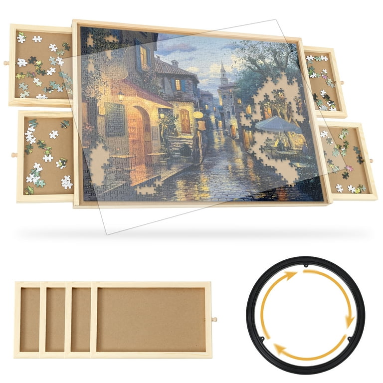 CREATIVE HOBBIES 1000 Piece Rotating Puzzle Board with 4 Drawers