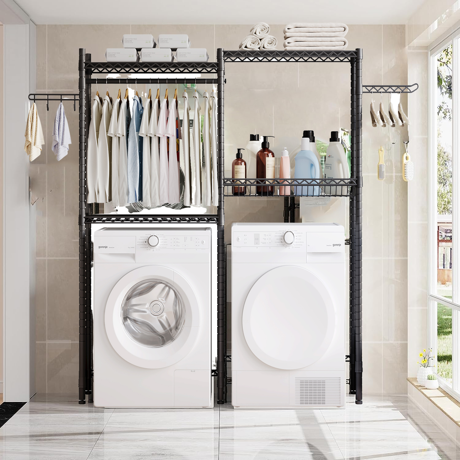 CREATIVE HOBBIES Clothes Drying Rack Over The Washer and Dryer Storage