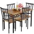 thumbnail image 1 of CREATIVE HOBBIES Dining Table Set for 4, Kitchen Table and Chairs for 4, Rectangular Dining Room Table Set with Wine Rack, 5 Piece Dining Table Set for Small Space, Apartment, Rustic Brown, 1 of 9
