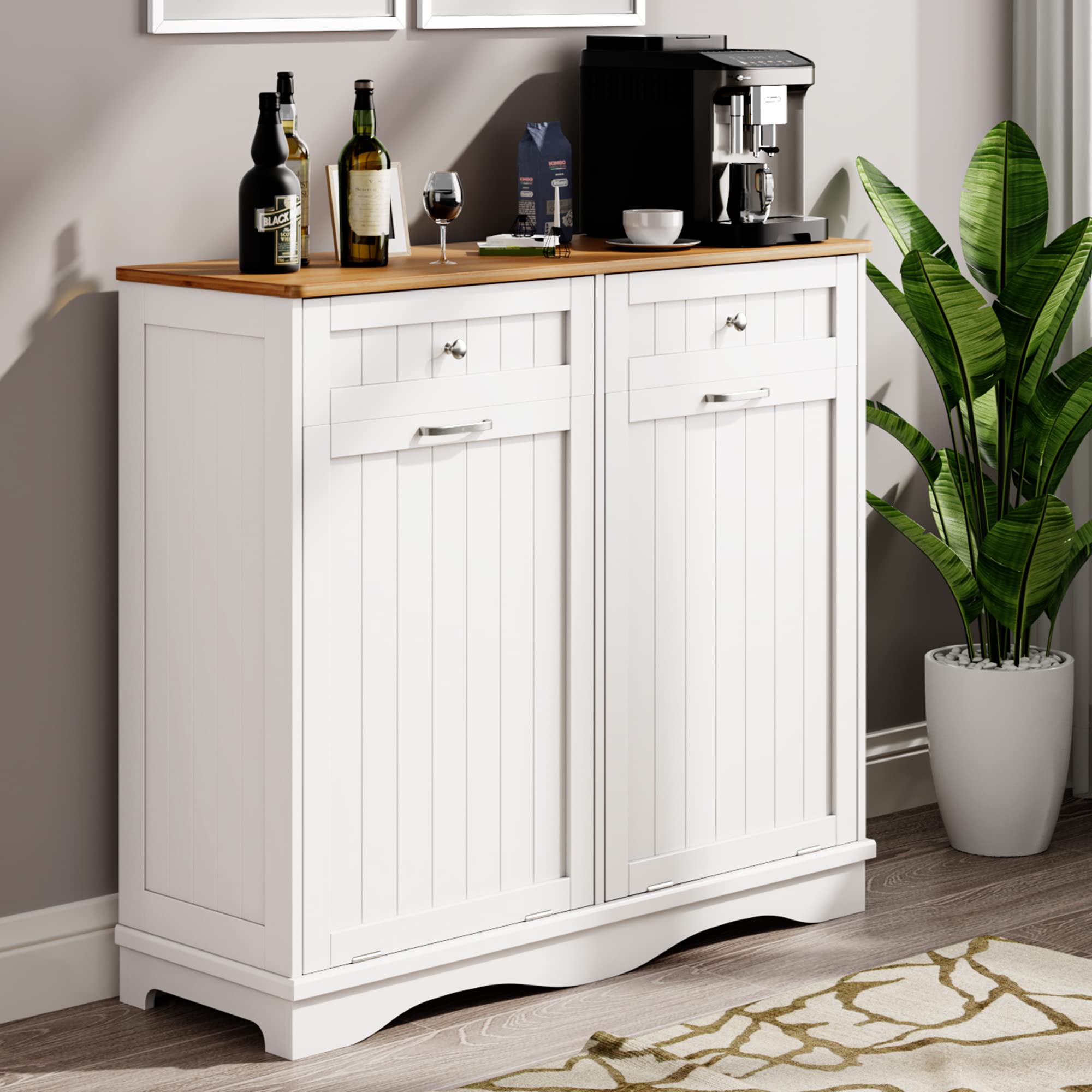 CREATIVE HOBBIES Double Tilt Out Trash Can Hidden Trash Bin