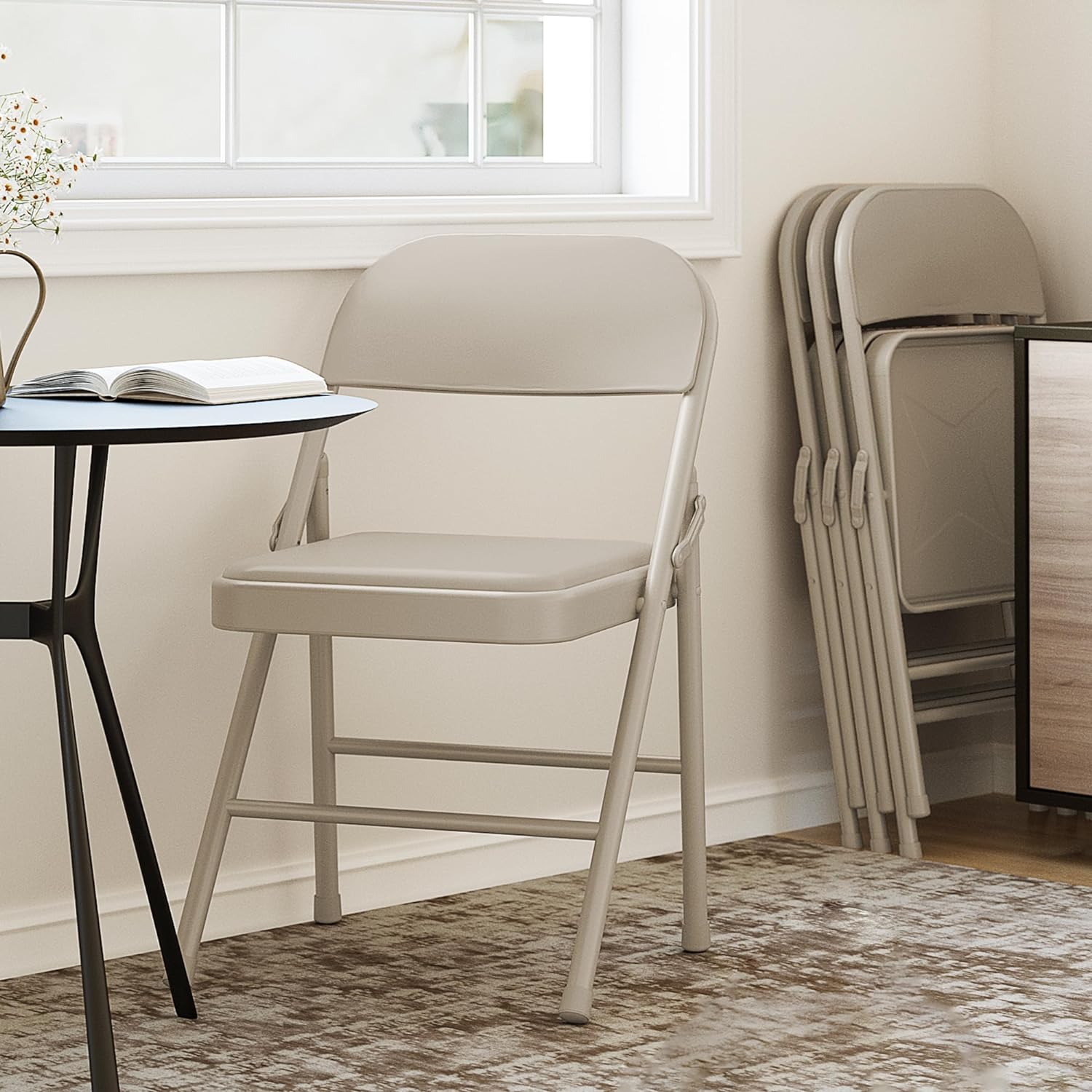 CREATIVE HOBBIES Folding Chairs PU Upholstered Foldable Chairs with