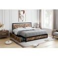 thumbnail image 1 of CREATIVE HOBBIES Full Size Bed Frame with 4 Storage Drawers, Metal Platform Bed Frame with Rustic Vintage Wood Headboard, Strong Metal Slats Support, 1 of 8