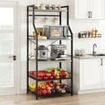 thumbnail image 1 of CREATIVE HOBBIES Kitchen Bakers Rack Microwave Oven Stand with 2 Large Wire Basket, Industrial Coffee Bar Station, 5-Tier Kitchen Utility Storage Shelf with 8 Hooks for Spice, Pots Organizer, 1 of 9