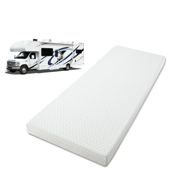 CREATIVE HOBBIES Mattress Topper RV, 4-Inch Medium Firm Foam Mattress Topper with Removable Bamboo Cover, for Travel Trailer Truck