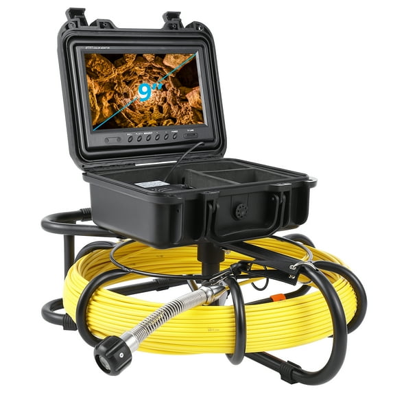 CREATIVE HOBBIES Sewer Camera with Self Leveling 165 ft Plumber's Snake Camera with 9 Inch HD LCD DVR and Adjustable LEDs Snake with Markings Waterproof IP68