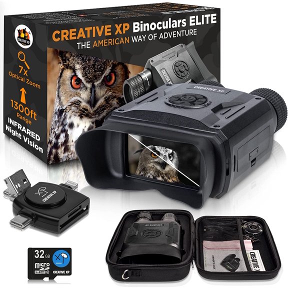 CREATIVE XP Night Vision Goggles - Digital Military Binoculars, 128GB, Black