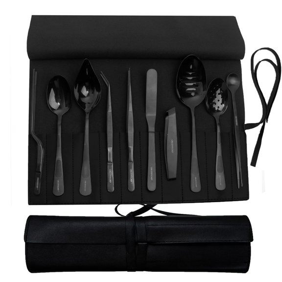 CREATIVECHEF Professional Chef Plating Kit, 10 Piece Culinary Plating Set, Black, Stainless Steel Y101