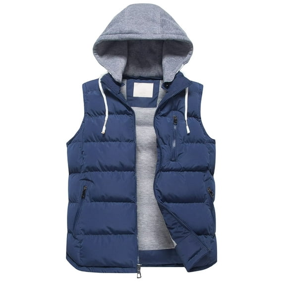 Chrisuno Men Quilted Winter Padded Sleeveless Jackets Gilet For Casual Work Travel Outdoor Golf Navy XL