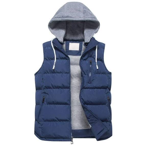 Chrisuno Men Quilted Winter Padded Sleeveless Jackets Gilet For Casual Work Travel Outdoor Golf Navy XL