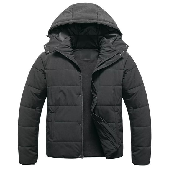 Chrisuno Men's Big and Tall Thicken Puffer Jacket Insulated Water-Resistant Warm Winter Coat with Hood Bubble Coat Grey 6X