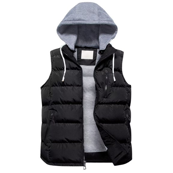 Chrisuno Men's Winter Fall Spring Insulated Vest Sleeveless Puffer Vest For Men Big Boy Black 3XL
