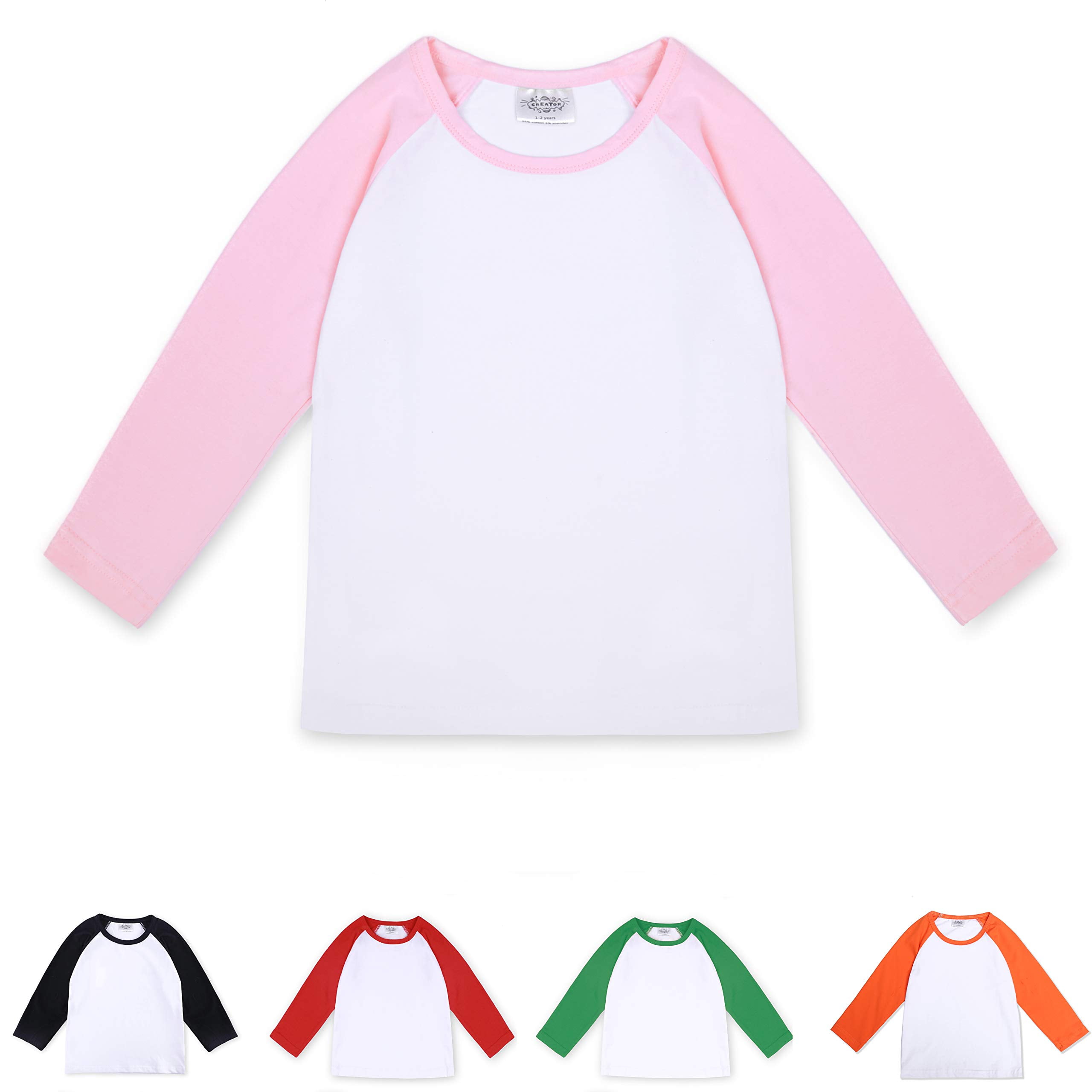 pink and white raglan toddler shirt