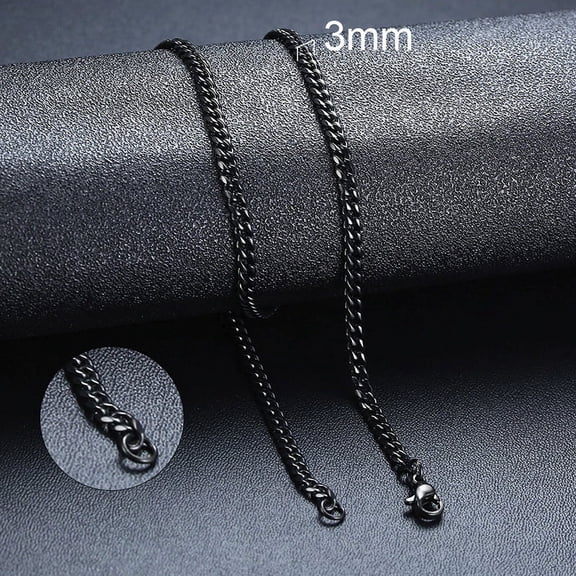 CREDIBLE Black colors Stainless Steel Rope Chain Necklace for Men ,Women 3MM 22 Inches
