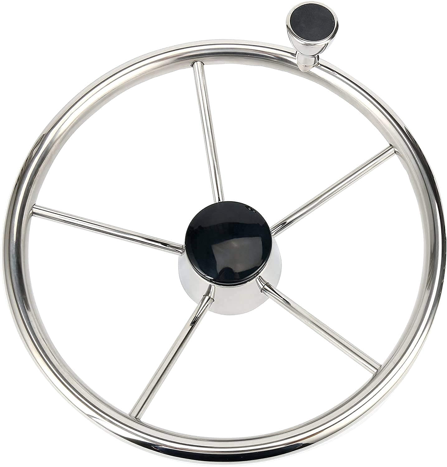 13.5 Inch 9 Spoke Stainless Boat Steering Wheel - 10 Degree - Boat