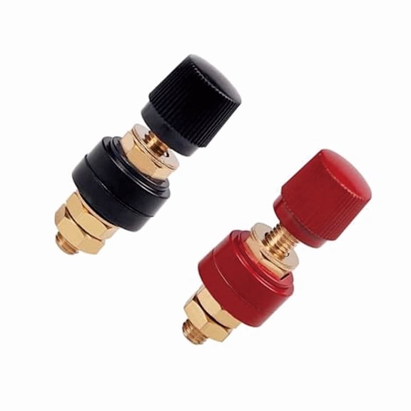CREHNIL 2Pcs M8 Remote Battery Terminals, 5/16" Battery Jump Post Remote Terminal Jumper Post for Battery Terminal Relocation (Red and Black)