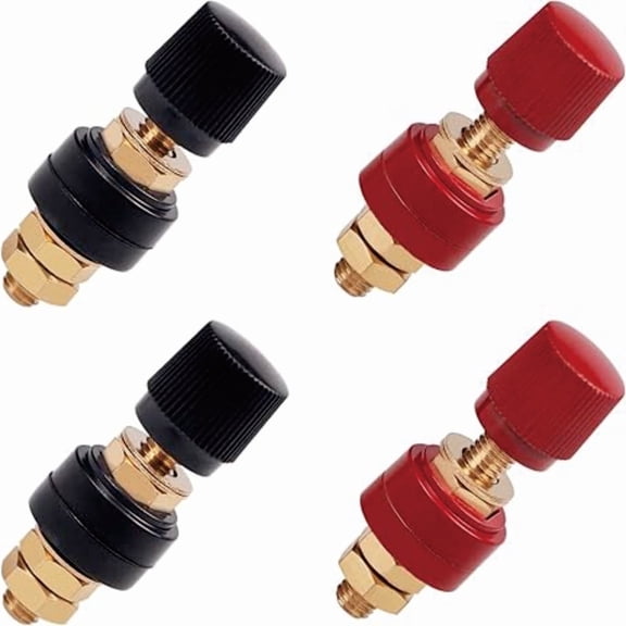 CREHNIL 4Pcs M10 Remote Battery Terminals, 3/8" Battery Jump Post Remote Terminal Jumper Post for Battery Terminal Relocation (Red and Black)