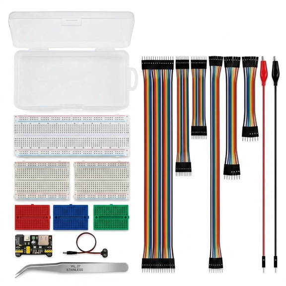 CREHNIL Solderless Breadboard Kit with Jumper Wires, Power Module, Tweezers & Storage Box