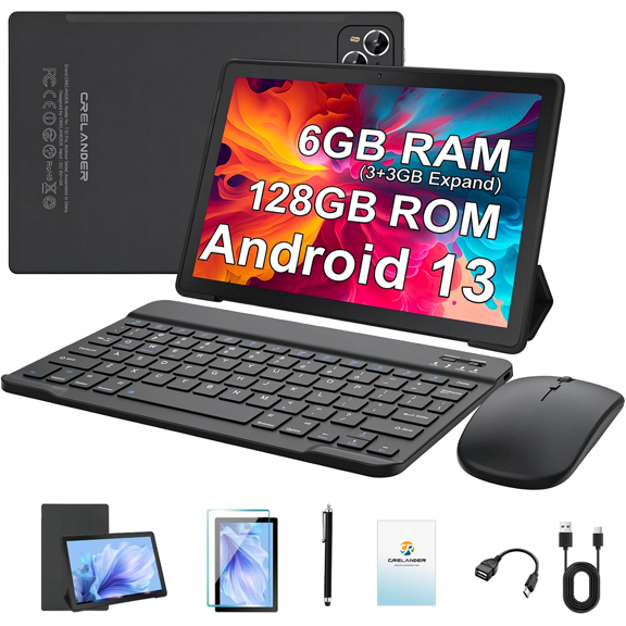 CRELANDER 4G LTE Android Tablet PC, 10 Inch HD IPS Screen Tablet, Deca Core CPU, 6GB RAM 128GB Large Storage Android Tablet for Entertainment & Study