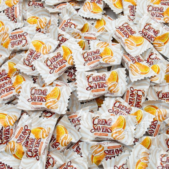 CREME SAVERS Hard Candy 16 oz Fresh Orange and Real Creme Flavor, Individually Wrapped, Old Fashioned Candies in Resealable Bag