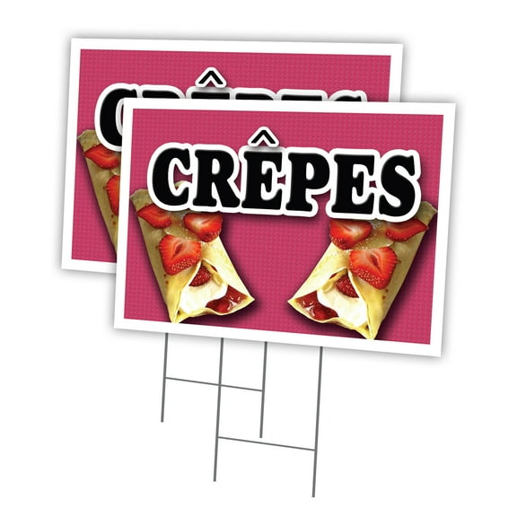 CREPES 2 Pack Of 18" x 24" Yard Sign & Stake | Advertise Your Business | Stake Included Image On Front Only | Made in The USA
