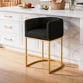 thumbnail image 1 of CRERIYO 26" H Counter Height Bar Stools Set of 1, Fabric Upholstered Modern Barrel Accent Stools with Metal Frame, Black-Golden Leg, 1 of 6