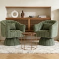 thumbnail image 1 of CRERIYO 360° Swivel Accent Chair Set of 2, Cloud Velvet Upholstered Barrel Seat with a Pillow, Round Lounge Seating for Living Room, Green, 1 of 6