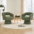 thumbnail image 1 of CRERIYO 360° Swivel Accent Chair Set of 2, Cloud Velvet Upholstered Barrel Seat with a Pillow, Round Lounge seating for Living Room, Green, 1 of 6