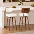 thumbnail image 1 of CRERIYO 360° Swivel Counter Height Bar Stools Set of 2, PU Leather Upholstered Bar Chairs with Bentwood Legs and Backrest for Kitchen Island, White, 1 of 8