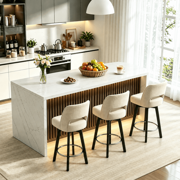 CRERIYO 67" Modern Marble-Look Bar Table with LED Lights, Rectangular Counter Height Design for 4-6 People, Kitchen Dining Room Furniture, White