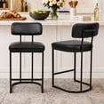 thumbnail image 1 of CRERIYO Counter Height Bar Stools Set of 2, Upholstered Kitchen Island Chairs with Thick Padded Seats, Backrests and Sturdy Metal Frame, Black, 1 of 10