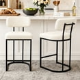 thumbnail image 1 of CRERIYO Counter Height Bar Stools Set of 2, Upholstered Kitchen Island Chairs with Thick Padded Seats, Backrests and Sturdy Metal Frame, Beige, 1 of 10