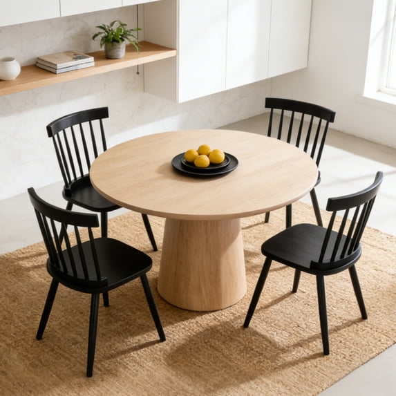 CRERIYO Windsor Dining Chairs Set of 4, Armless Kitchen Side Chairs with Metal Legs and Classic Slat Back, for Kitchen and Dining Room, Black