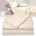 thumbnail image 1 of CRESCENT BEDDING Microfiber Double Brushed Sheet Set - Extra-Soft & Wrinkle-Free - 15" Deep Pockets- 3 PC Set (Twin XL, Damask Ivory Stripe), 1 of 6
