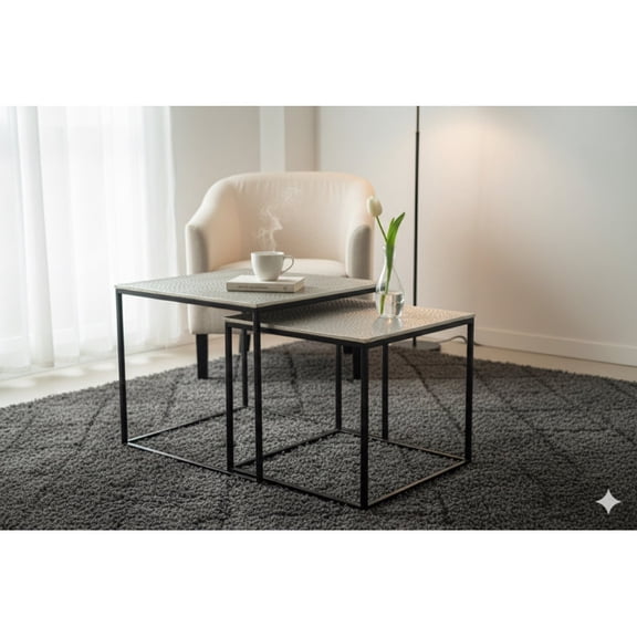 CRESTA MODERN Saffra Hammered Nesting Tables Set Of 2