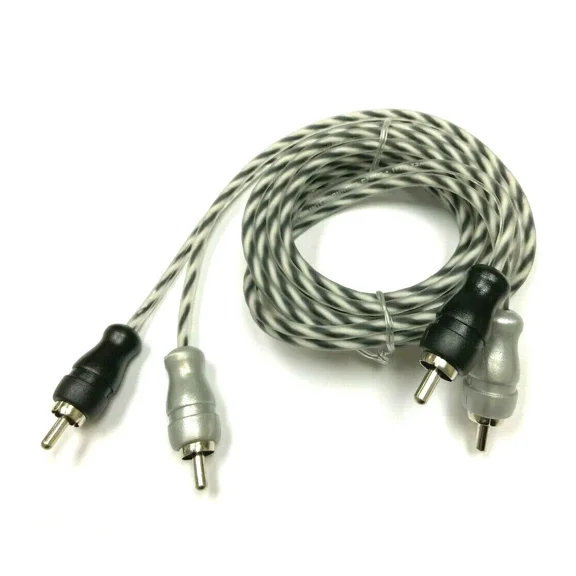 CRESTIN- 1.5 Ft Spiral Twisted Home Marine System Black White Rca Interconnect Cable Usa