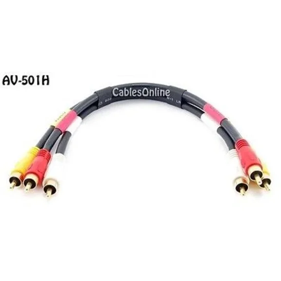 CRESTIN- 1.5Ft. Short 3-Rca Composite Rca Audio Video Cable, Gold Plated, Av-501H