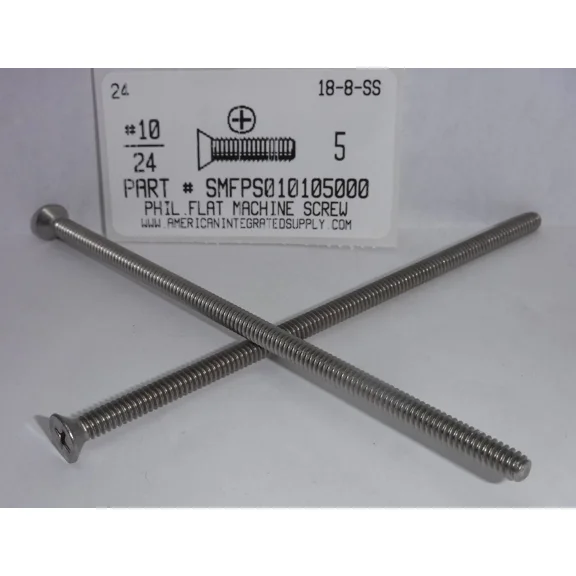 CRESTIN- #10-24X5 Flat Head Phillips Machine Screws Stainless Steel (4)